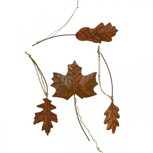 Product Autumn decoration leaves metal rust look L20cm 4pcs