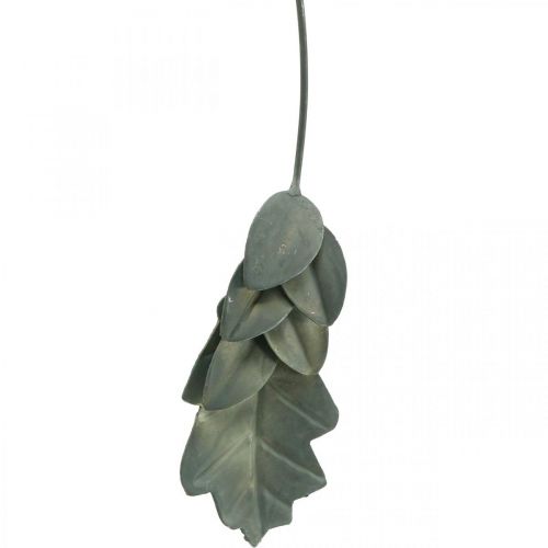 Product Autumn deco leaves metal silver gray L20cm 4pcs