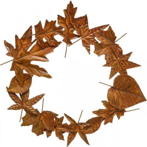 Product Leaf wreath noble rust, metal decoration, wreath, autumn decoration, memorial floristry Ø29cm