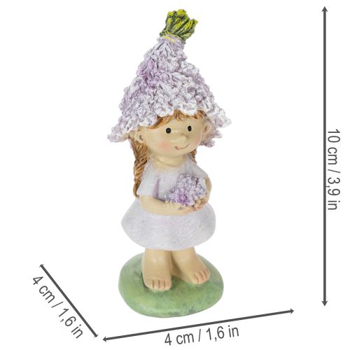 Product Decorative figurine of a flower boy and girl in lavender for living room and garden, 10cm, 2 pieces