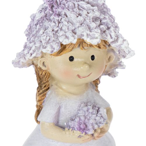Product Decorative figurine of a flower boy and girl in lavender for living room and garden, 10cm, 2 pieces