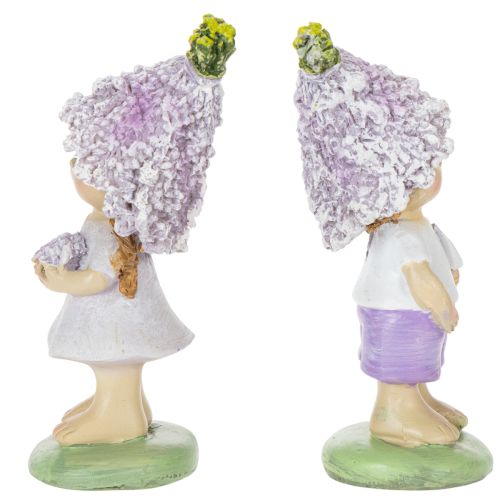 Product Decorative figurine of a flower boy and girl in lavender for living room and garden, 10cm, 2 pieces