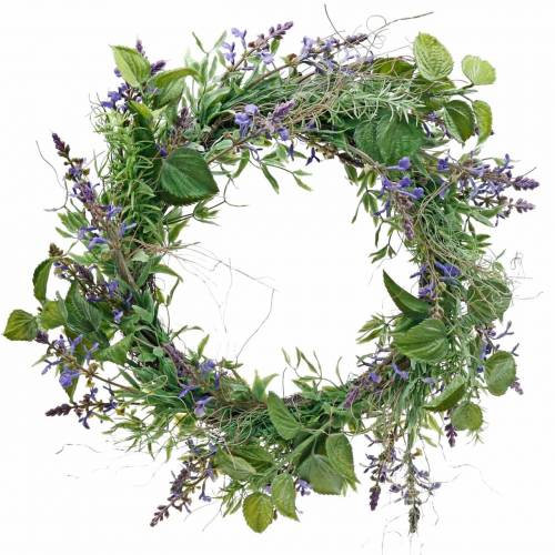 Product Mediterranean lavender wreath Ø50cm, artificial flower wreath with lavender and rosemary
