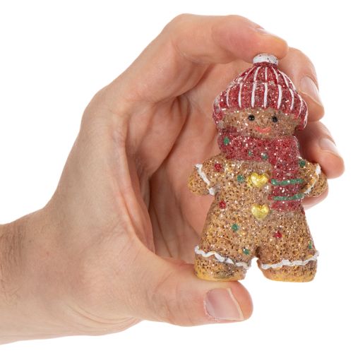 Decorative Artificial Gingerbread Figures Set of 3 – 8 cm, Brown, Red, White | Floristik24.co.uk
