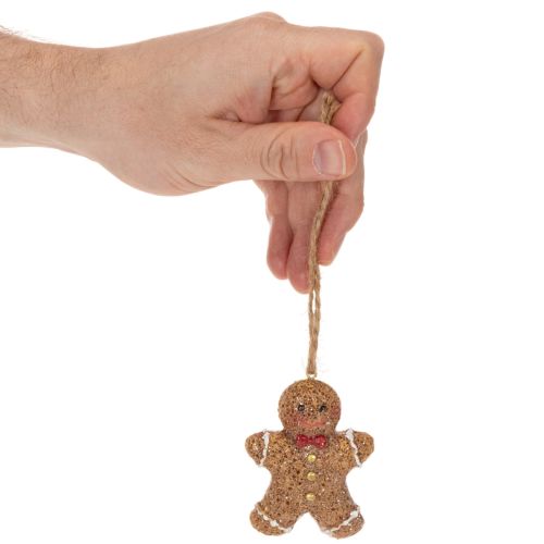 Artificial Gingerbread Hanging Decorations Set of 3, Polyresin, 7cm, Brown, Red, and White | Floristik24.co.uk
