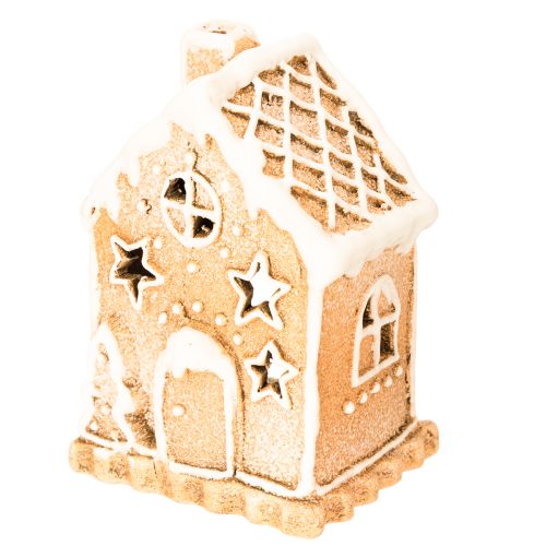 Gingerbread house tealight holder for standing and decorating, 13cm | Floristik24.co.uk