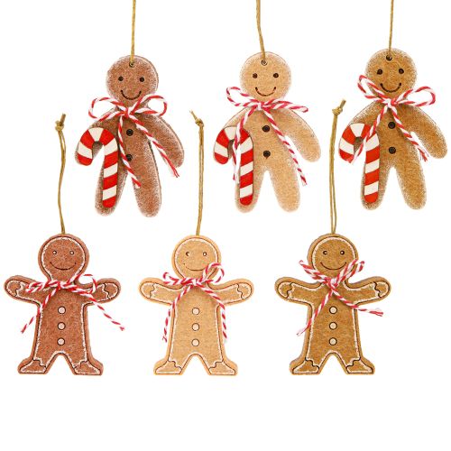 Gingerbread Man Decoration for Hanging Wood Assorted 8cm 12pcs
