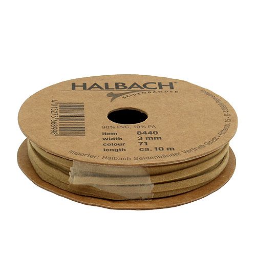 Floristik24 Leather strap matt light brown 3mm 10m