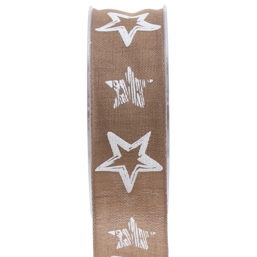 Floristik24 Decorative ribbon made of jute with star motif brown 40mm 15m