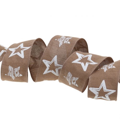 Floristik24 Decorative ribbon made of jute with star motif brown 40mm 15m