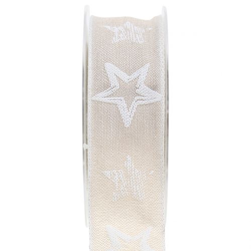 Floristik24 Decorative ribbon made of jute with star motif crème 40mm 15m