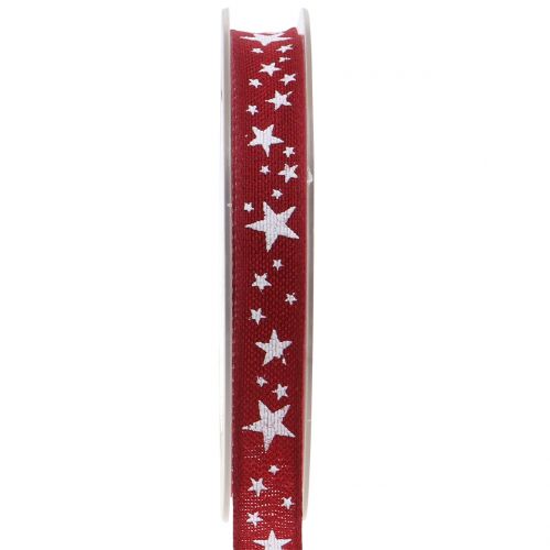 Floristik24 Jute ribbon with star motif dark red 15mm 15m