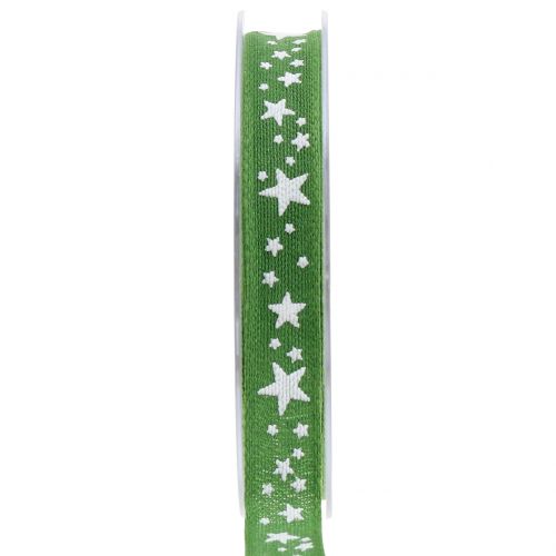 Floristik24 Jute ribbon with star motif green 15mm 15m