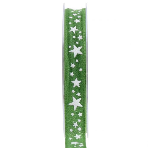 Floristik24 Jute ribbon with star motif green 15mm 15m