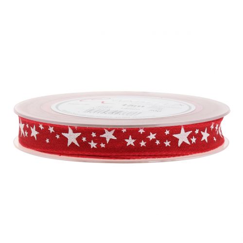 Floristik24 Jute band with star motive red 15mm 15m