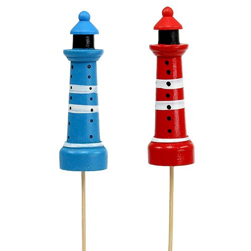 Floristik24 Lighthouse as Plug Blue, Red 7,5cm L28cm 8pcs