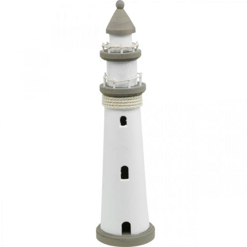 Floristik24 Lighthouse wooden decoration maritime white, brown Ø12cm H48cm