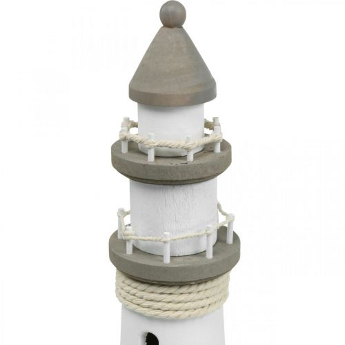 Product Lighthouse wooden decoration maritime white, brown Ø12cm H48cm