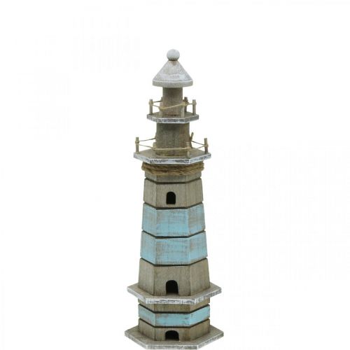 Floristik24 Wooden lighthouse, maritime decoration nature, blue and white shabby chic H35.5cm