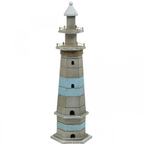 Floristik24 Lighthouse to put, maritime wooden decoration nature, blue-white shabby chic H54cm