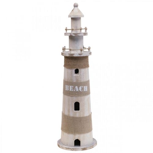 Floristik24 Lighthouse wood decoration white, natural maritime decoration H44cm