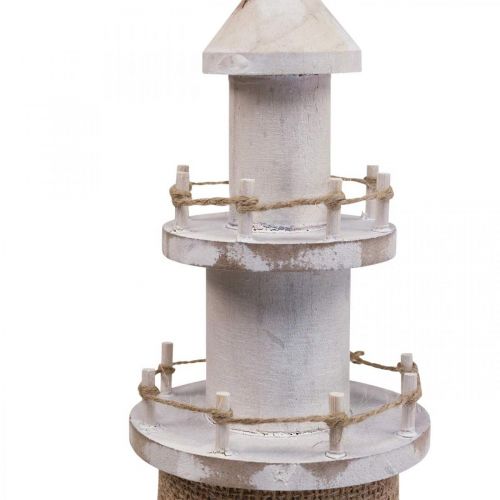 Floristik24 Lighthouse wood decoration white, natural maritime decoration H44cm