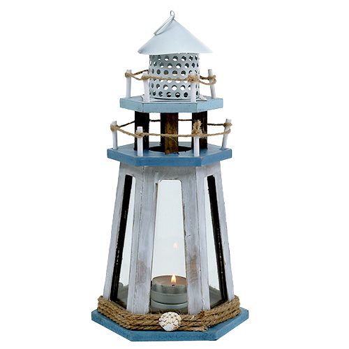 Floristik24 Lighthouse as tealight holder Nature Blue H32cm