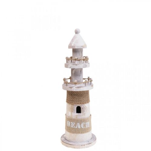 Product Wooden Lighthouse Maritime Wood Deco White H25cm