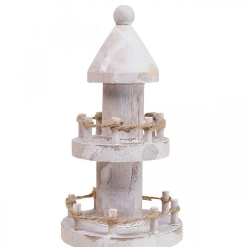 Product Wooden Lighthouse Maritime Wood Deco White H25cm