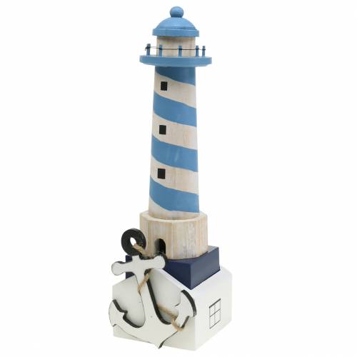 Maritime deco lighthouse light blue 34cm | Floristik24.co.uk