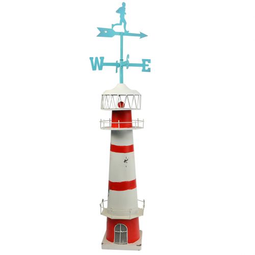 Floristik24 Lighthouse red white with weather vane 90cm