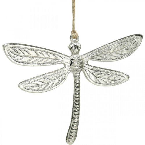 Floristik24 Dragonfly made of metal, summer decoration, decorative dragonfly for hanging silver W12.5cm