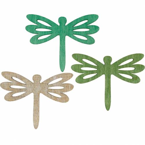 Floristik24 Dragonflies to scatter, summer decoration made of wood, table decoration green 48pcs