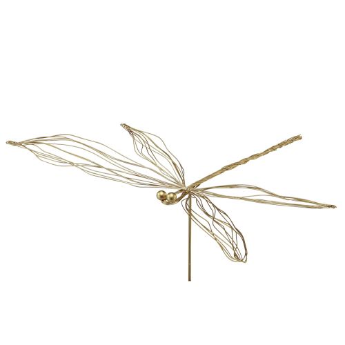 Product Dragonfly Metal Decorative Flower Plug Summer Gold W28cm 2 Pcs