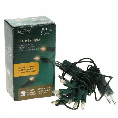 Floristik24 Light chain mini 10 1.5m for inside green / clear