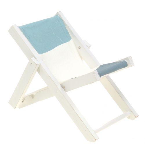 Floristik24 Decorative deck chair white-blue-gray H10cm