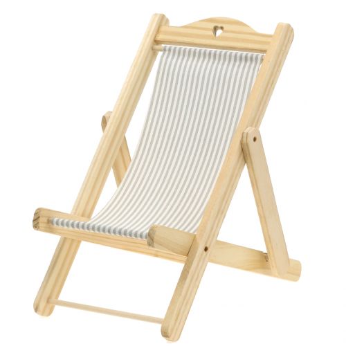 Floristik24 Deco deck chair gray-white H24cm