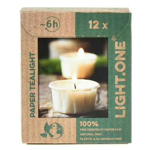 Floristik24 Light.one Paper Tealights Natural Plastic-free Vegan 12 pcs
