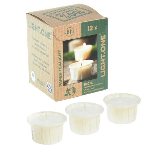 Floristik24 Light.one Paper Tealights Natural Plastic-free Vegan 12pcs