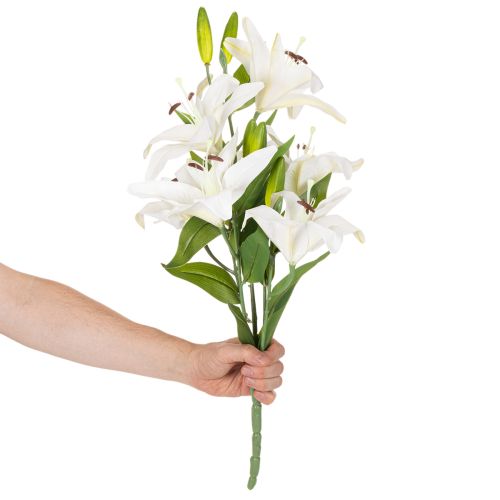 Lily Artificial Flower with 6 White Blooms, 66cm Decorative Stem | Floristik24.co.uk