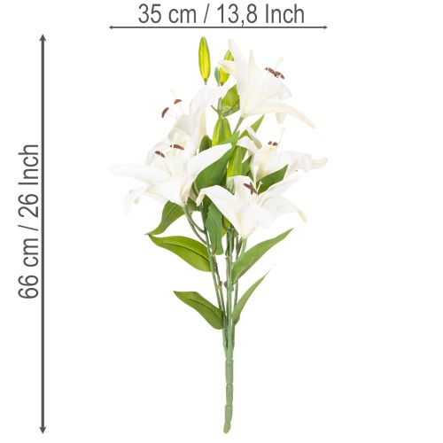 Lily Artificial Flower with 6 White Blooms, 66cm Decorative Stem | Floristik24.co.uk