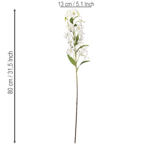 Artificial White Lily Stem with Long Flowers 80cm | Floristik24.co.uk