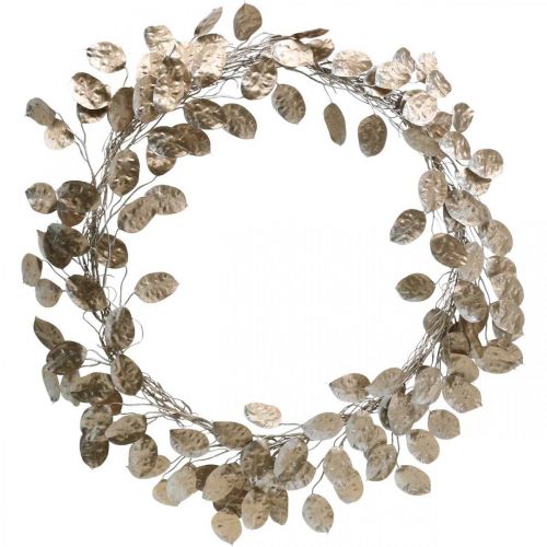 Decorative wreath silver leaf artificial wreath of leaves champagne Ø59cm