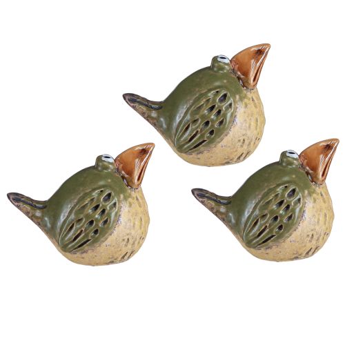 Floristik24 Funny Bird Ceramic Decoration Spring Green 9×7.5×6.5cm 3 pcs