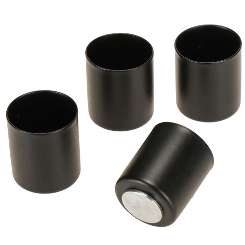 Floristik24 Magnetic candle holder, black metal, H3cm, 4 pieces