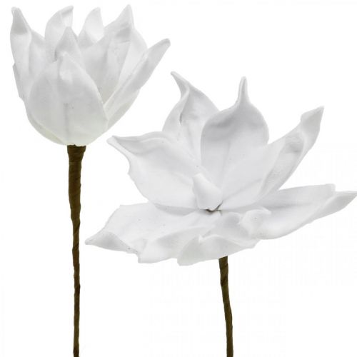 Floristik24 Artificial magnolia white artificial flower on a stick Ø10cm Foam 6pcs