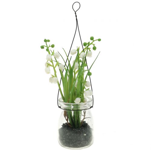 Floristik24 Lilies of the valley in glass for hanging H22cm