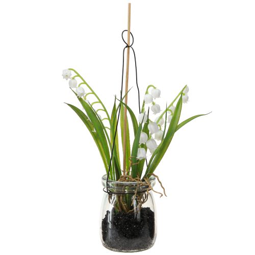 Lily of the Valley in a Glass Artificial Early Bloomers H22cm 3pcs
