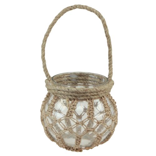 Macrame glass decorative hanging decoration glass pot clear Ø16cm H29cm