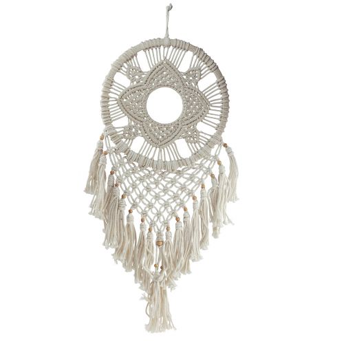 Macrame wall hanging dream catcher cream wall decoration 29x72cm